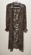 White House Black Market 2 Piece Leopard Floral Set Dress Shirt Dress Size 8