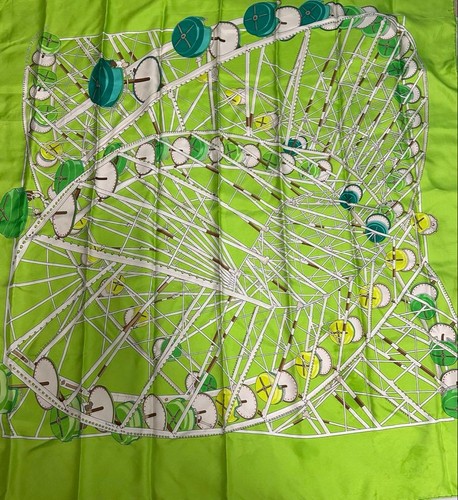 DUTY PAID HERMES Carre 90 Grande Roue Scarf Light green Women Auth