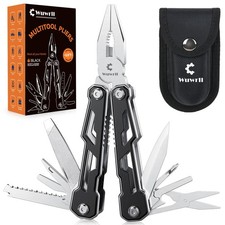 Wuwrll Multitool with Safety Locking,16-in-1 Multi Tool Stainless Steel Black