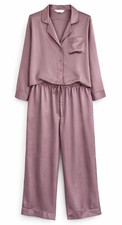 Satin Pyjama Damen Gr. L Altrosa Mauve Zweiteiler Nachtwäsche Lounge Set