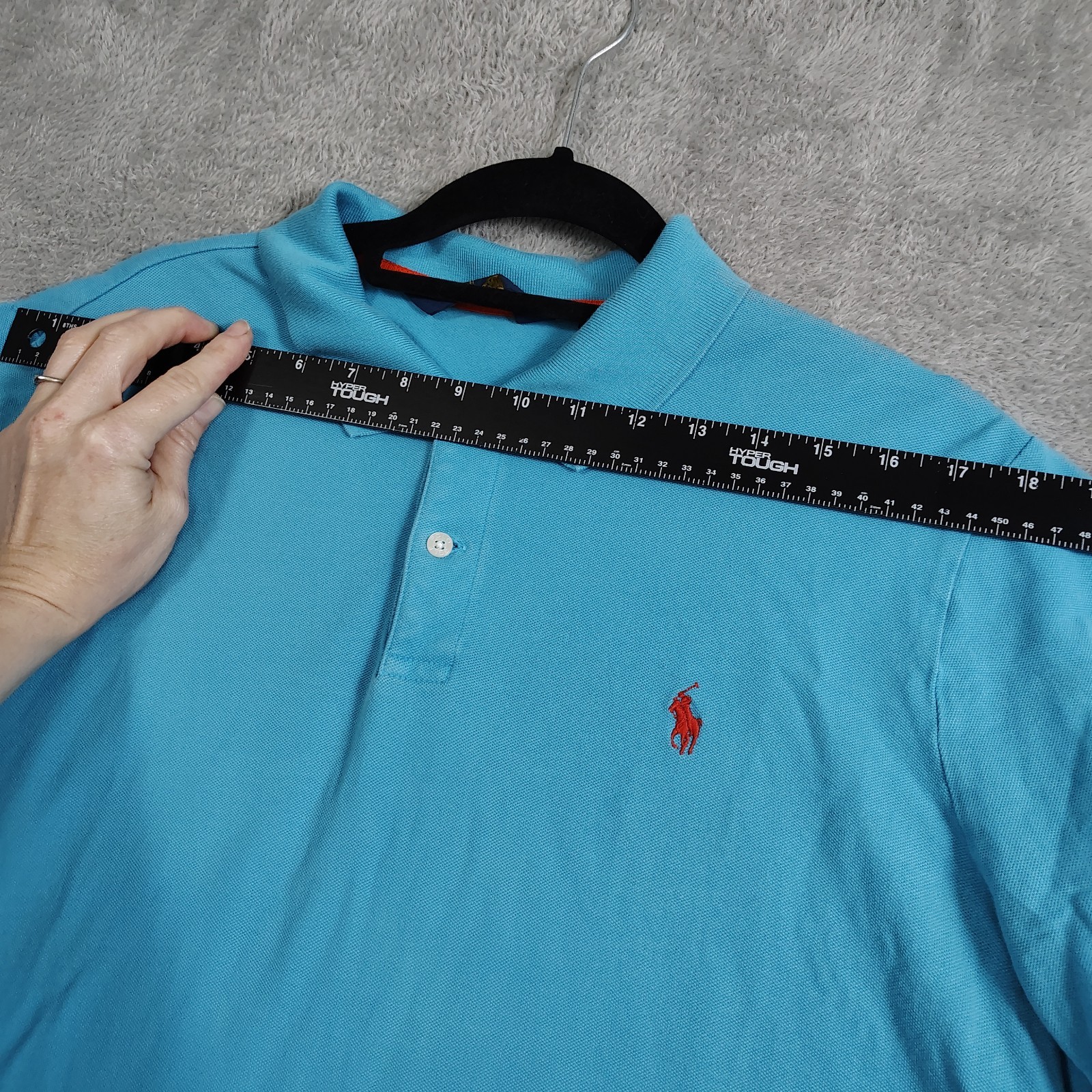 Polo Ralph Lauren uomo grande blu manica corta cotone preppy casual camicia pony