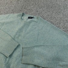 J Crew Sweater Mens L Blue Green Lambswool Crewneck Knit Pullover Soft Cozy Warm