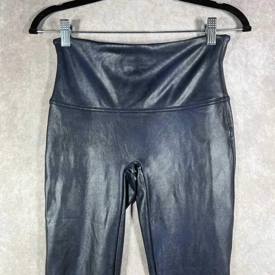 Leggings Spanx para mujer grandes azules imitación cuero cintura alta elásticos Foto 2 de 4