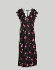 Madewell NWT Womens 6 Belinda Wide V Neck Midi Dress Floral Iris Print