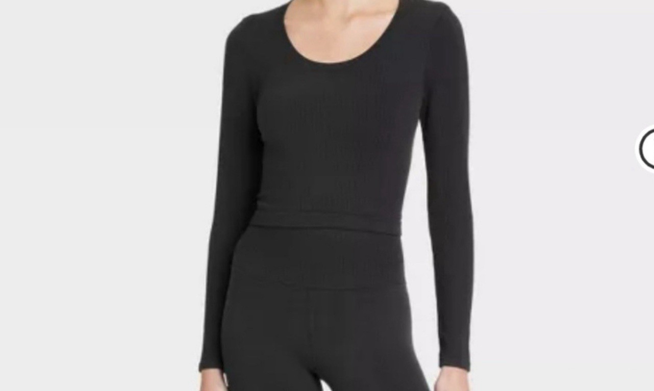Women's Seamless Ribbed Cropped Long Sleeve Top - All In Motion Size XS