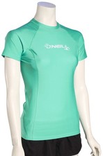 O'Neill Women's Basic Skins SS Rash Guard - Seaglass - New