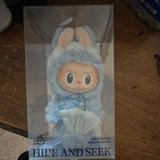 POP MART THE MONSTERS Labubu Hide and Seek Vinyl Plush Keychain Blue