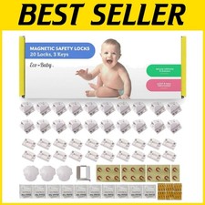 Keyless Magnetic Cabinet Locks - 20 Pack  3 Keys