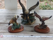 Vtg Bald Eagle Ceramic Figurine Lot Of 3 