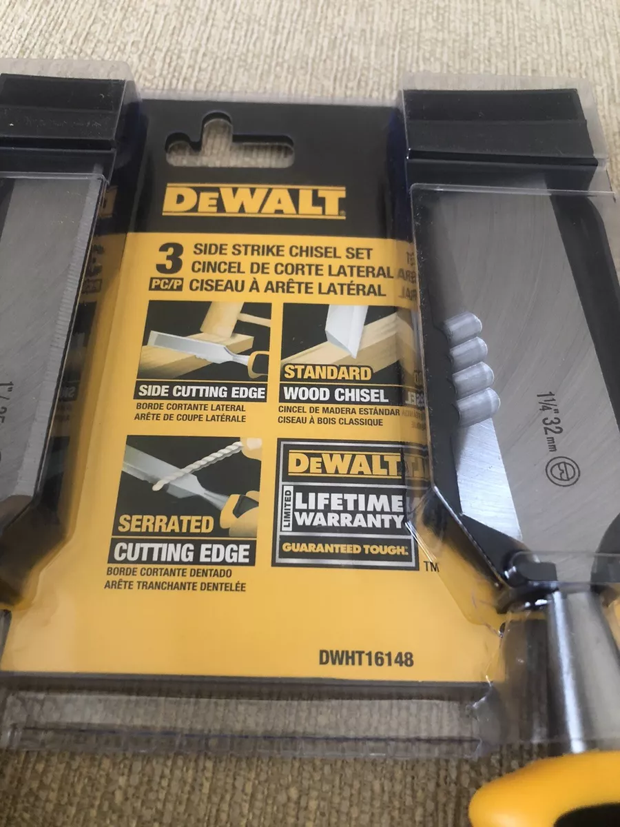 DeWalt SIDE STRIKE WOOD CHISEL SET DWHT16148 3 Pieces Serrated Cutting Edge