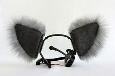 GRAY CHARCOAL furry kitty cat EAR WOLF fox NECOMIMI COVERS ONLY cosplay anime