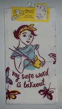 Blue Q Dish Towels - My Safe Word is Takeout 21x28 Cotton Dish Towel Dishcloth