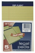 Top Flight Legal Pads, 5 x 8 Inches, 0.375 Inch Rule, Canary, 50 Sheets per P...