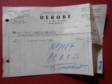 ancienne facture Derobe Nancy linoléum balatum 1951