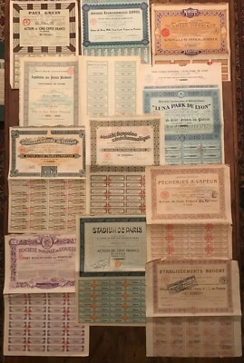 Lot 11 Title Actions - 10 France 1 Belgium - WITH COUPONS!! 19th 20th Century