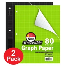 2x Bazic School Reversible Graph Paper, Quad Ruled, Journal Notebooks
