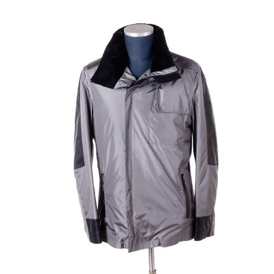 NWT Stefano Ricci Hettabretz Jacke Seide & Lammleder Kapuze EU:50 US:40 Grau