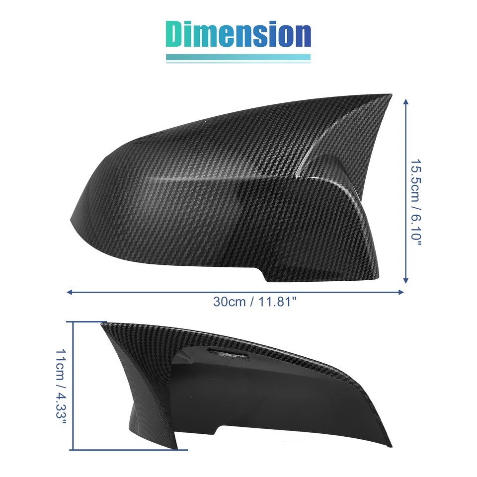 Pair Rearview Side Mirror Cover Cap Carbon Fiber Pattern for BMW 328d 2014-2018 - Image 3 of 4