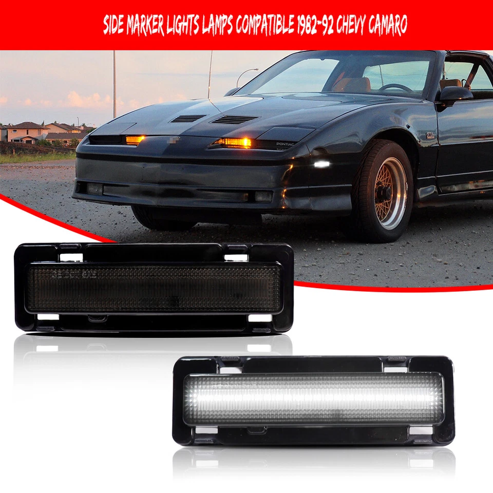 2X Luces LED laterales blancas ahumadas para Chevy Camaro Pontiac Firebird 1982-92 Foto 2 de 4