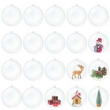 20 Pcs Plastic Clear Ornaments for Crafts Fillable Christmas Ball Ornaments D...
