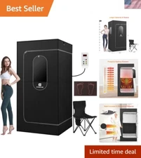 Compact Infrared Sauna Tent for Home - 4 Heating Panels & Heated Foot Pad, Black