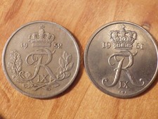 Denmark 1952 and 1961 25 Ore Coins