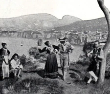 C Cotini Napoli - Sorrento Panorama con tarantella Italy Postcard Dancing Music