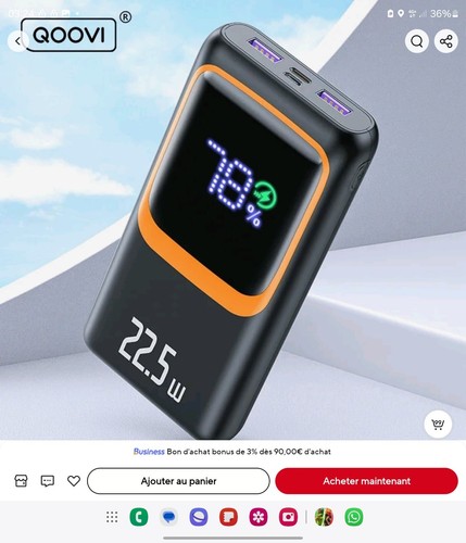 🔋 Batterie Externe de Luxe Qoovi avec Écran Digital - Haute Qualité 🚀 20000mah - Photo 10 sur 10