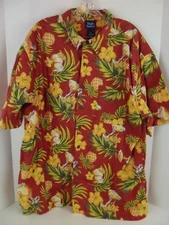 High Sierra Hawaiian Camp Hibscus Pineapple Drinks Shirt Men's Sz. XL
