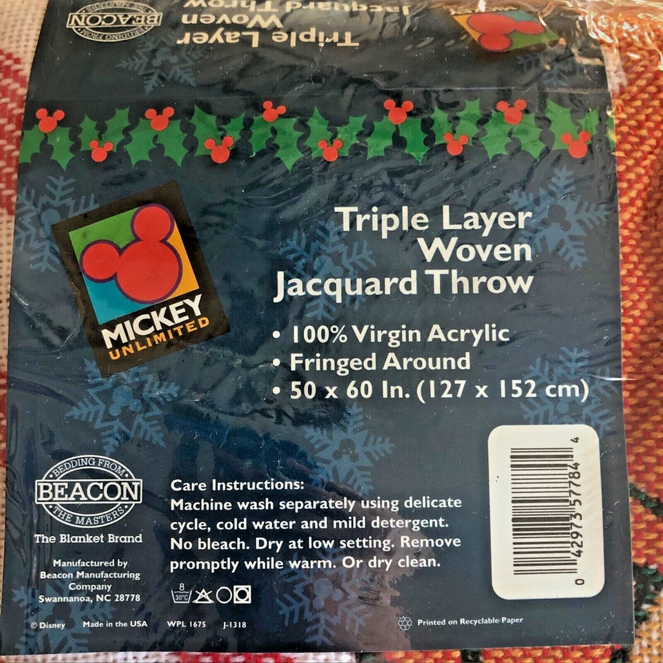 Manta de Navidad Mickey's Tela a Cuadros Jacquard Tiro 50" x 60" Nueva en Paquete Foto 4 de 4