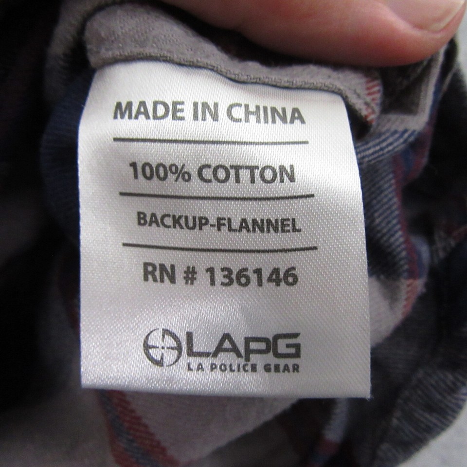 LA Police Gear Mens LAPG Snap Button Up Shirt S Blue Red Plaid Back Up