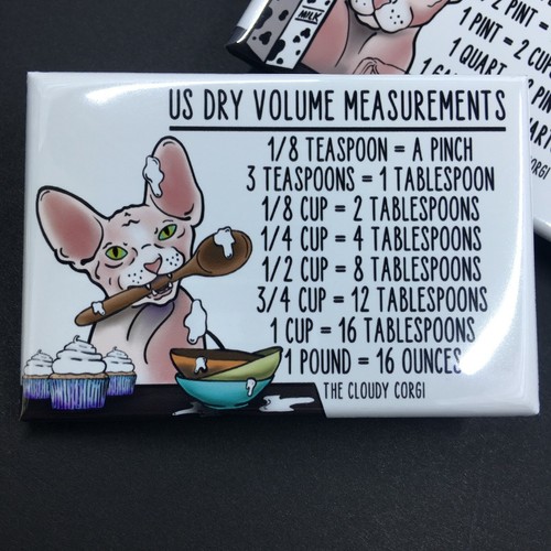 Sphynx Cat Measuring Chart Magnet Set Handmade Kitchen Cooking and Baking Guide - Picture 12 of 12