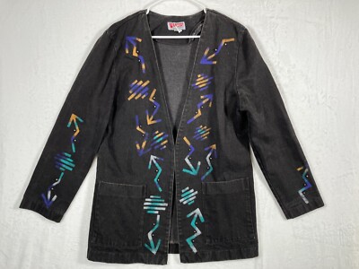 Vintage Wanted by Beads Blazer Jacket Size Large Southwest Aztec Artsy Painted
