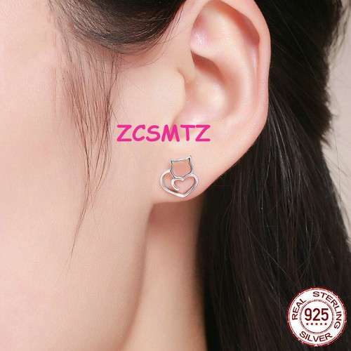 Neue Katze Ohrringe weiblich s925 Sterling Silber hohlen weiblichen Ohrringe - Bild 2 von 11