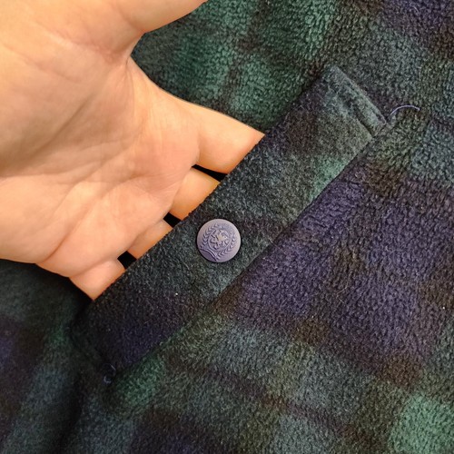 Tommy Hilfiger Full Zip Fleece Jacket Men XL Green Blue Yellow Plaid Pockets - Picture 9 of 13