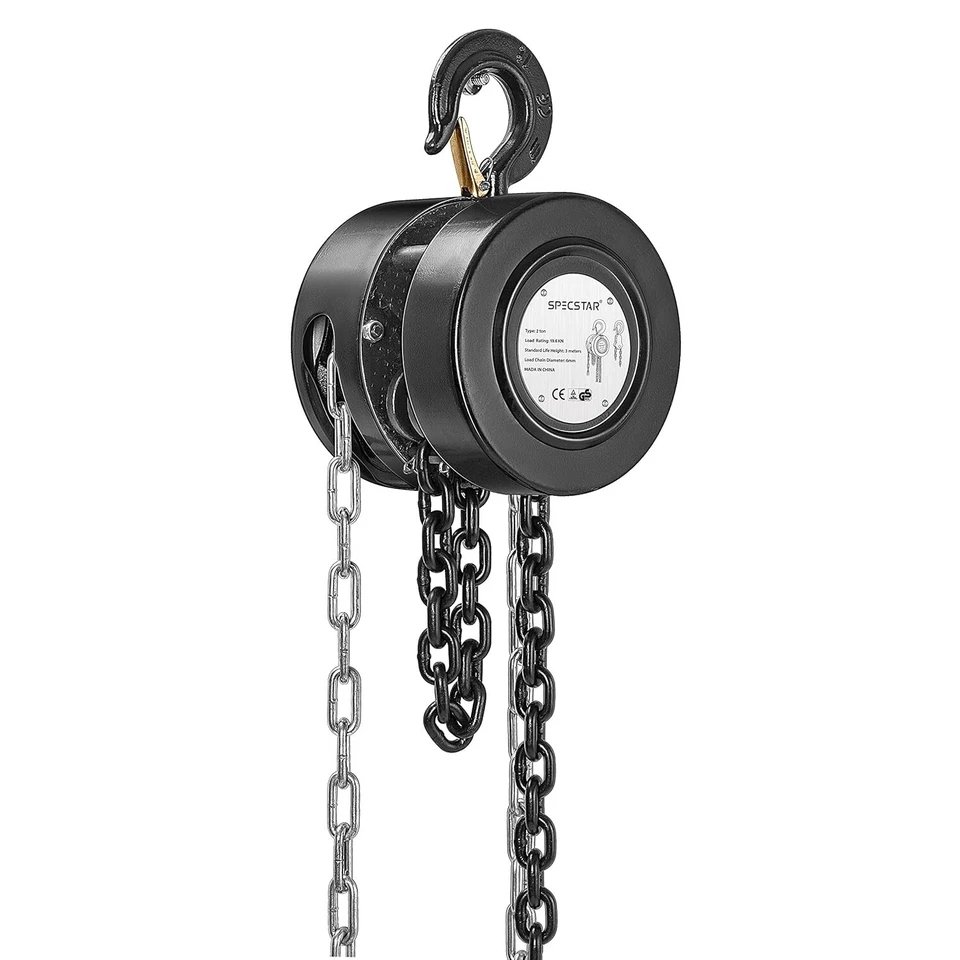 Compact 2 Ton Chain Fall Hoist - 10ft Steel Chain with Corrosion-Resistant Hooks - Image 3 of 4