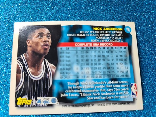 NICK ANDERSON🏆Topps 1995-96 Base Card #118 NBA Card🏆FREE POST - Picture 2 of 2