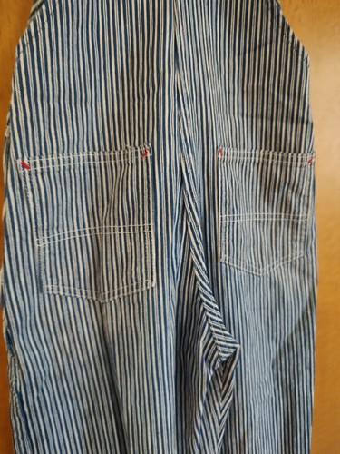 Vintage Round House Train Pinstripe Denim Blue Overalls Youth Kids D&SNG - 14 - Picture 15 of 16