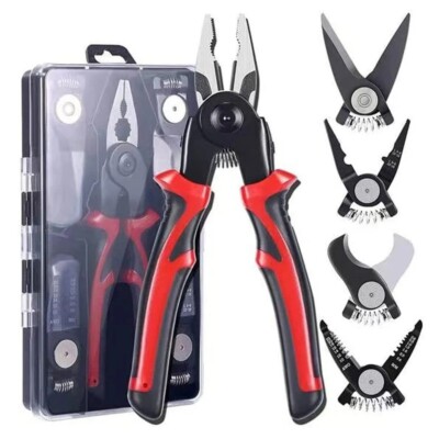 5-in-1 Multifunction Pliers Set with Wire Cutter, Stripper, Crimper & Scissors