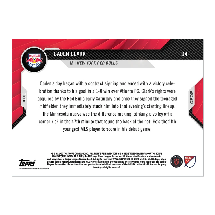 3 Card Rookie Pack CADEN CLARK RC #34 #39 #56 Topps Now MLS Soccer 2020 Leipzig - Image 3 of 4