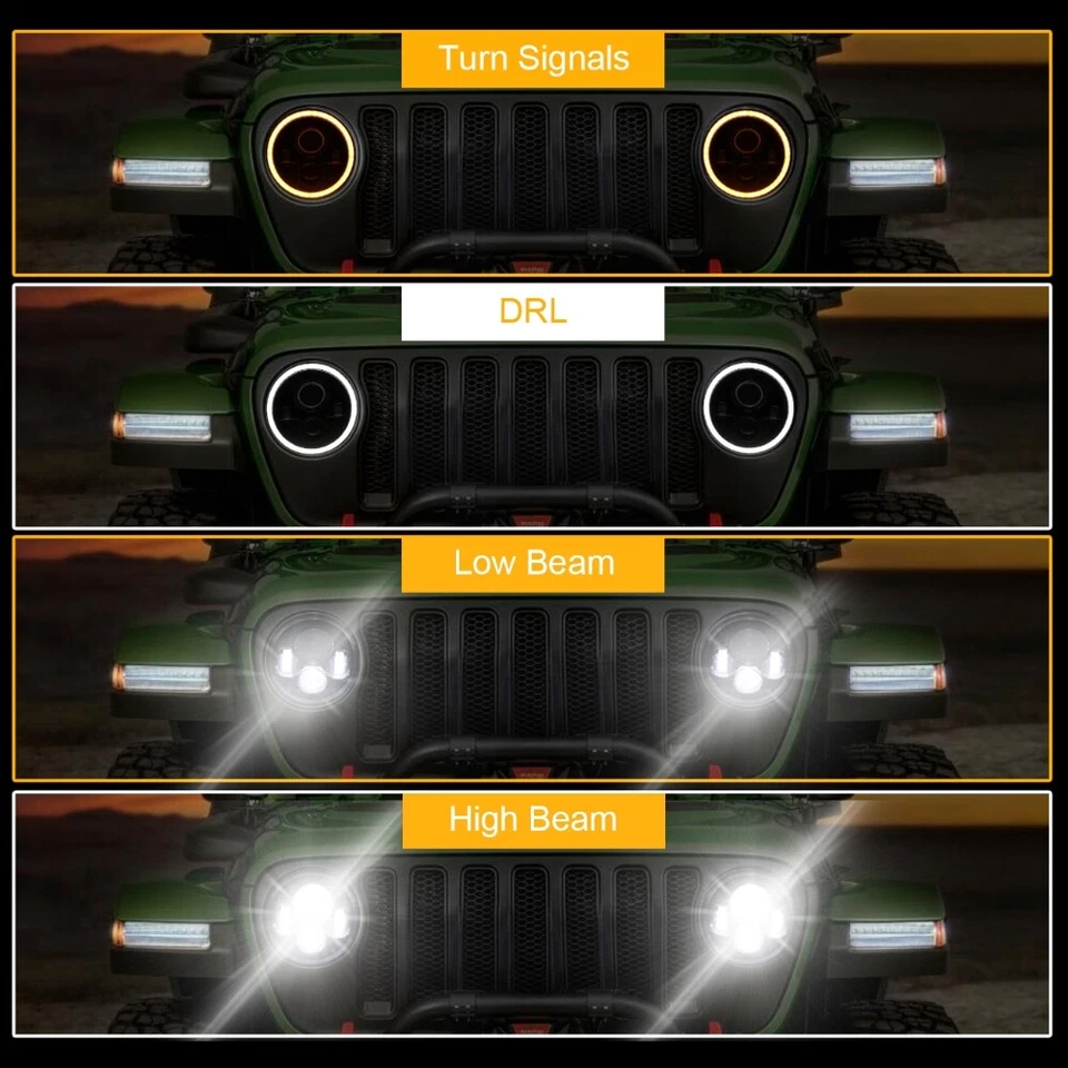 Faros LED redondos DOT de 7" pulgadas para Land Rover Range Rover Classic 1970-1995 Foto 2 de 4