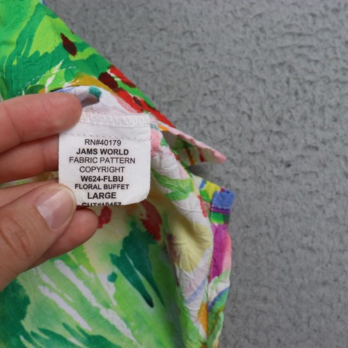 Jams World Floral Buffet Shirt Womens Large Colorful Shirt Button Rayon Hawaiian - Picture 5 of 11