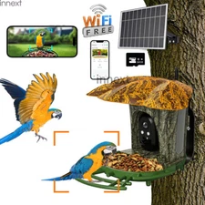 Wireless Solar Smart Bird Feeder Camera 1080P HD Auto Capture Record 64G TF Card