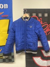 True Religion Quilted Bomber Jacket Youth Medium Royal Blue