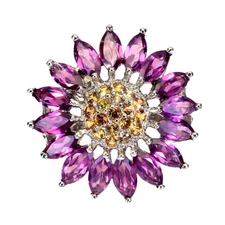 925 Sterling Silver Ring Marquise Rhodolite Sapphire Gemstone Jewelry 7.5