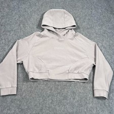 Alphalete Beige Identity Cropped Pullover Hoodie Crop Sweatshirt Women's Size XL
