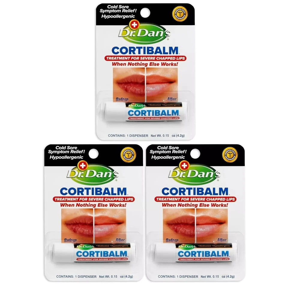 DR. DAN’S Dr. Dan's CortiBalm Lip Balm Stick 0.14oz each *Three Pack*