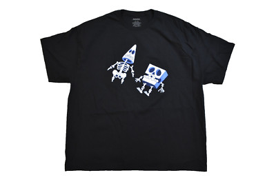 Nickelodeon Mens Spongebob Squarepants & Patrick Skeletons Black Shirt New 3XL