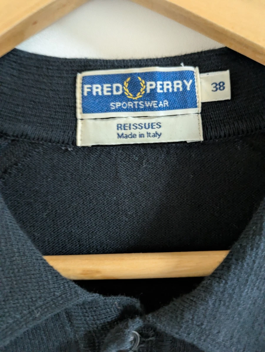 Fred Perry Reissue K1303 Polo Tejido Negro Dorado Hecho En Italia Talla 38 S/M