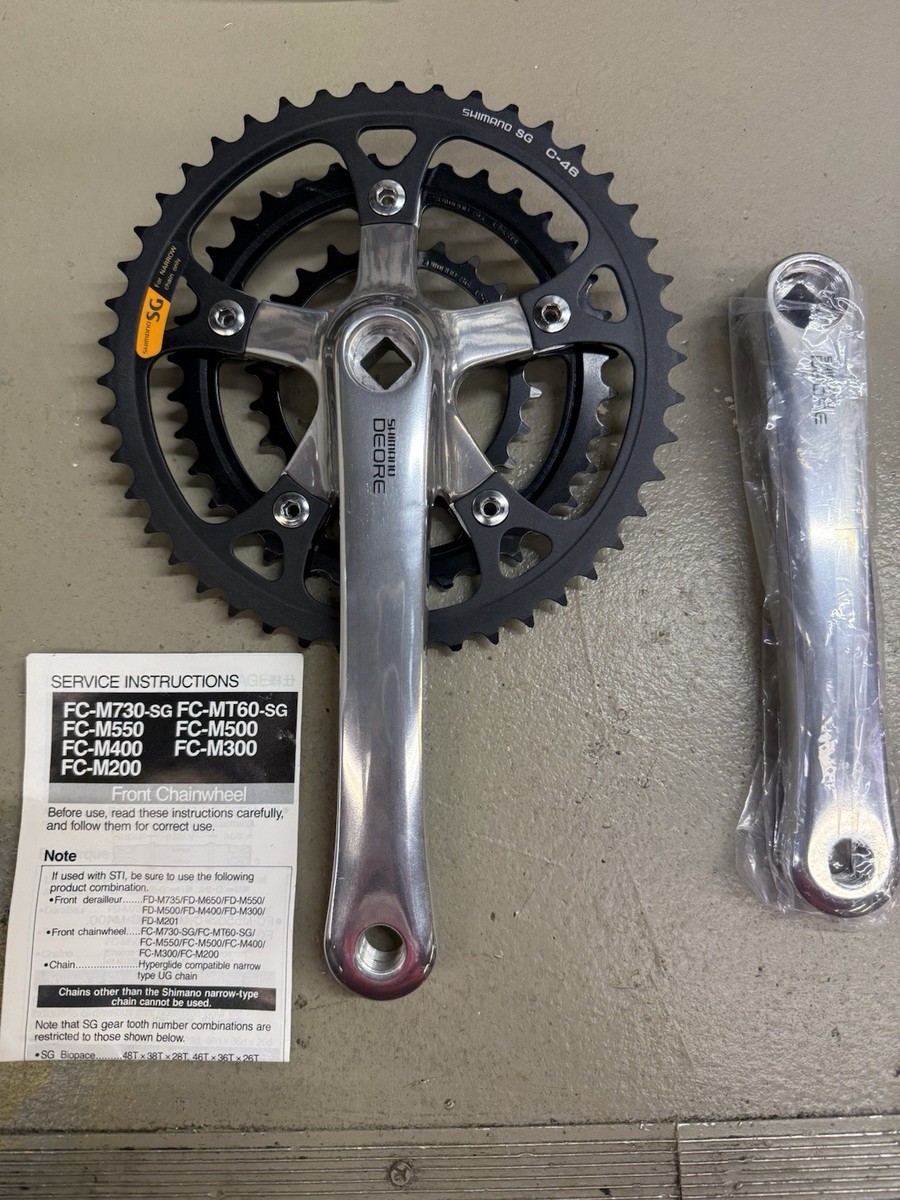 【80s☆ビンテージ】SHIMANO DEORE FC-MT60 クランクセット Shimano Deore Crankset Fc-mt60 Triple Crank 170mm Vtg MTB for sale